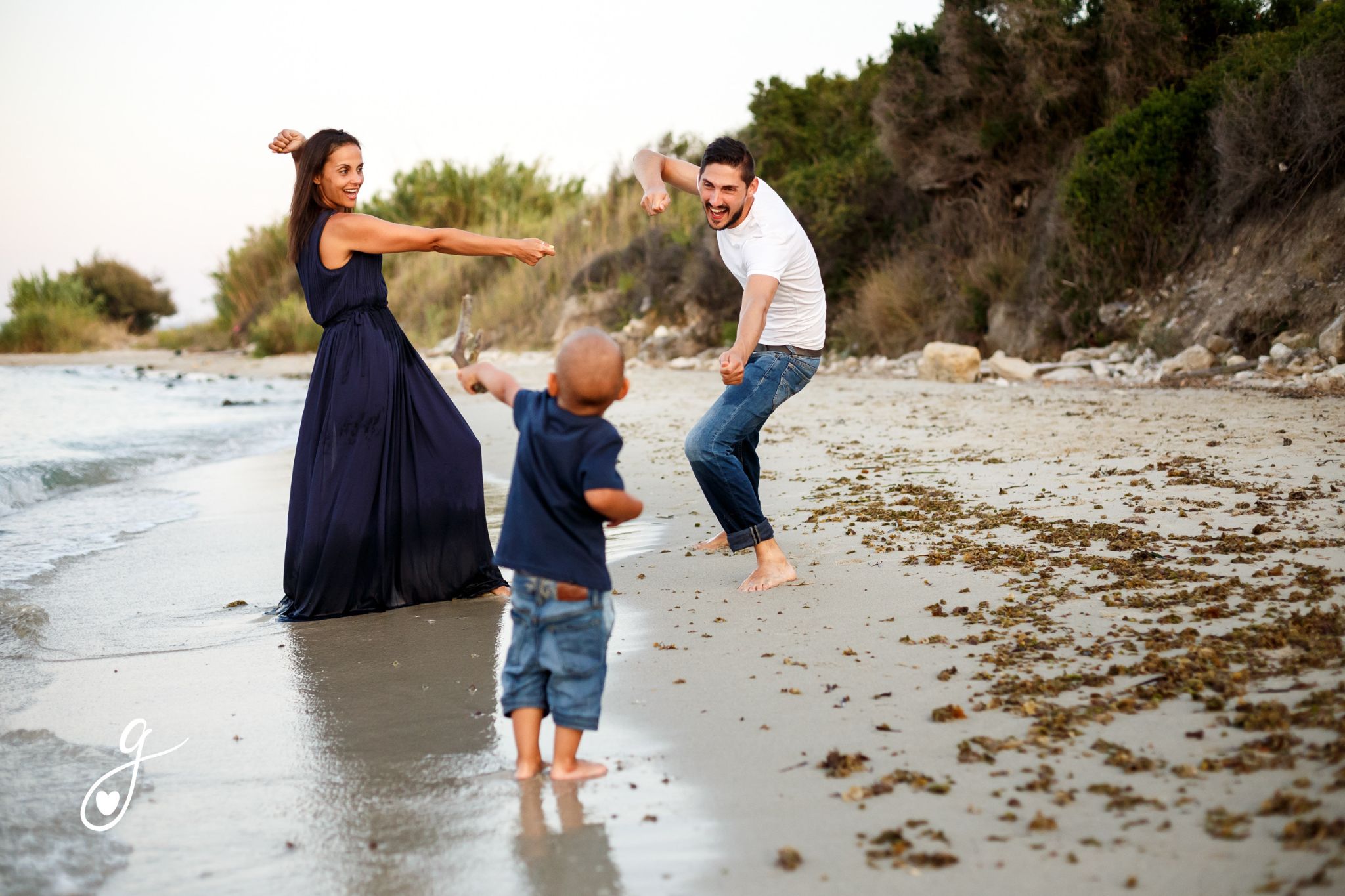 foto famiglia al mare